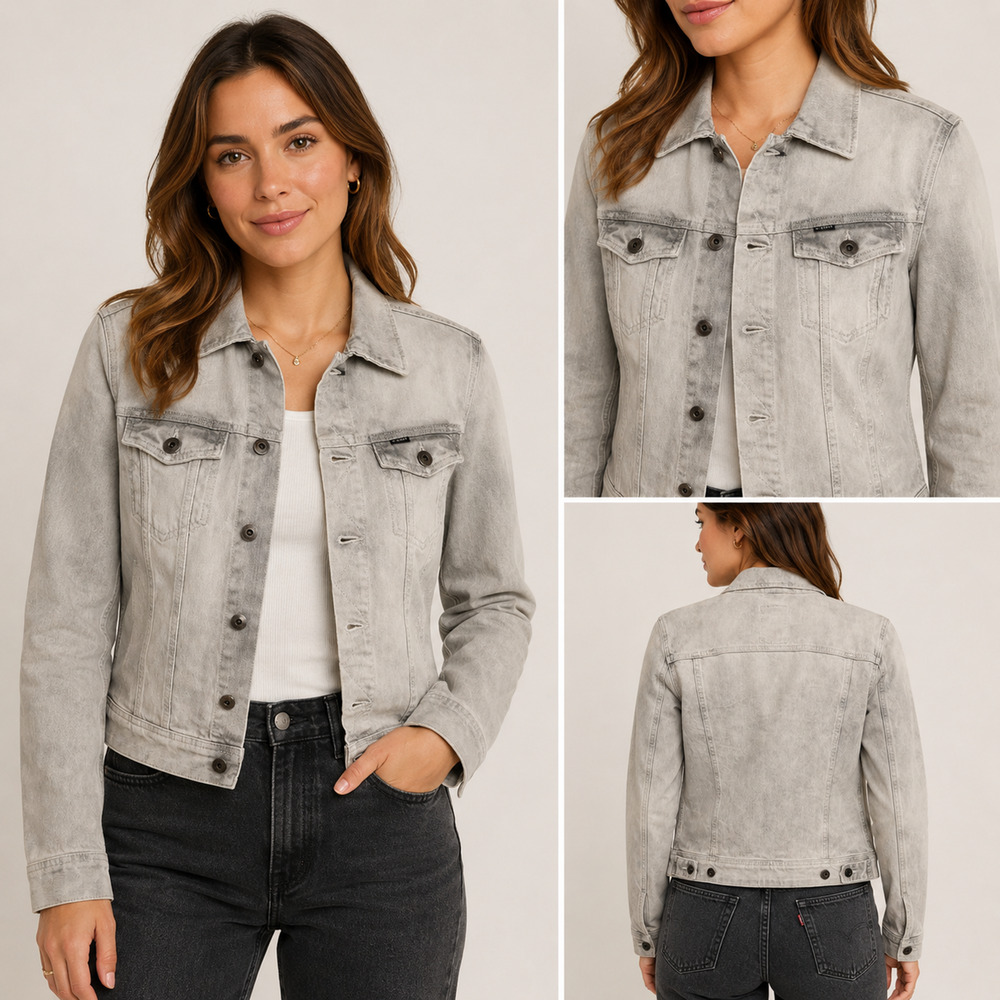 G-Star RAW Women’s Slim Tailor Denim Jacket M Light Gray Stone Wash Jean Jacket
